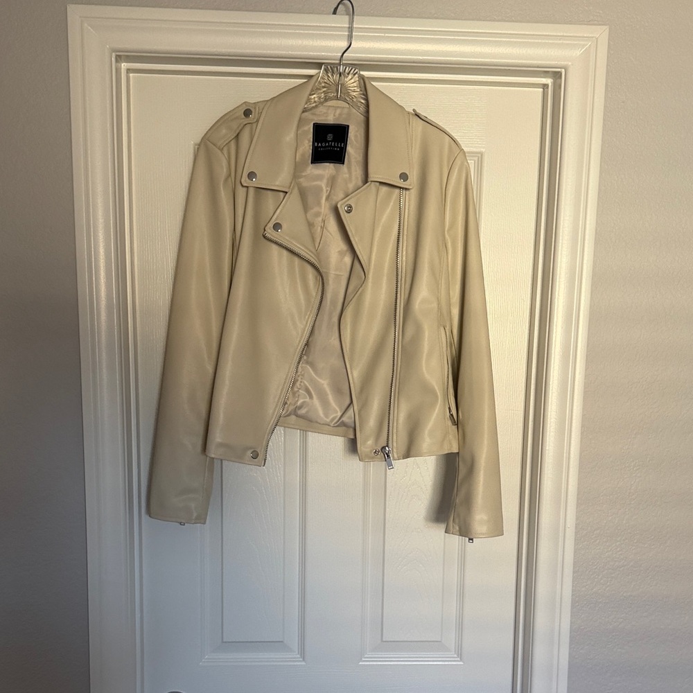 Bagatelle Women's Cream Leather Jacket
